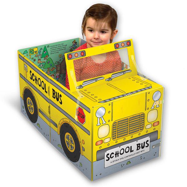 Convertible School Bus – Storybook & Fun Playmat & Sit-in Vehicle for Toddlers